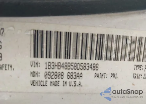 2008 Dodge Caliber Sxt from USA, damaged, VIN 1B3HB48B58D583486
